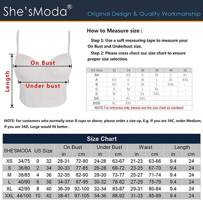She'Smoda Women'S Rhinestone Beaded Push up Bustier Club Party Crop Top Vest