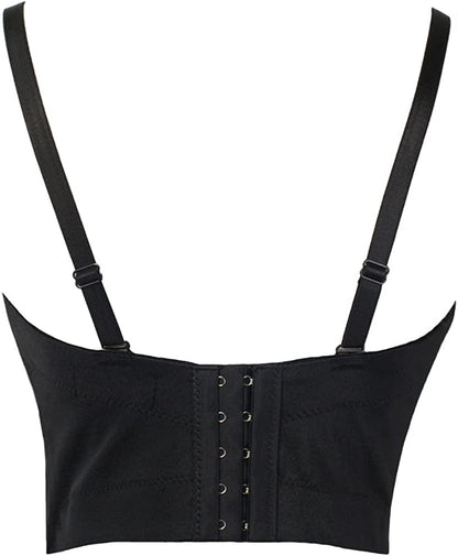 She'Smoda Women'S Rhinestone Beaded Push up Bustier Club Party Crop Top Vest