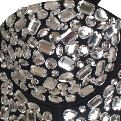 She'Smoda Women'S Rhinestone Beaded Push up Bustier Club Party Crop Top Vest