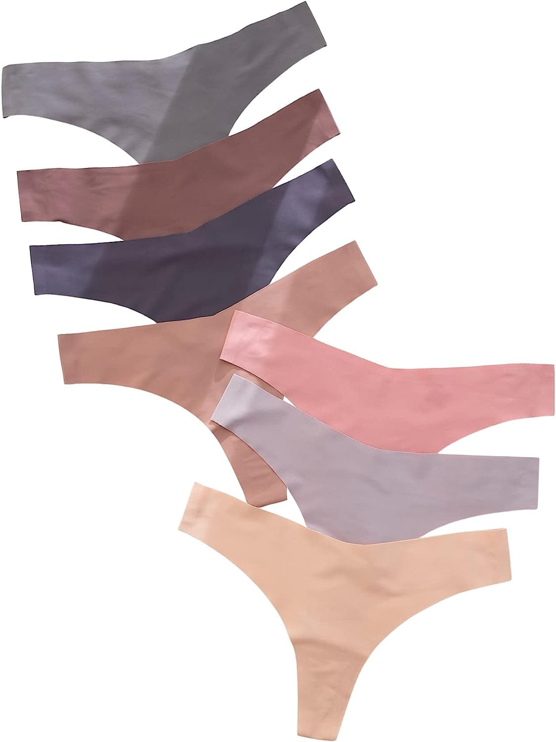 Shein Women'S 7 Pairs No Show Thong Underwear Seamless Low Rise Brief Panties Multicoloured B / Large