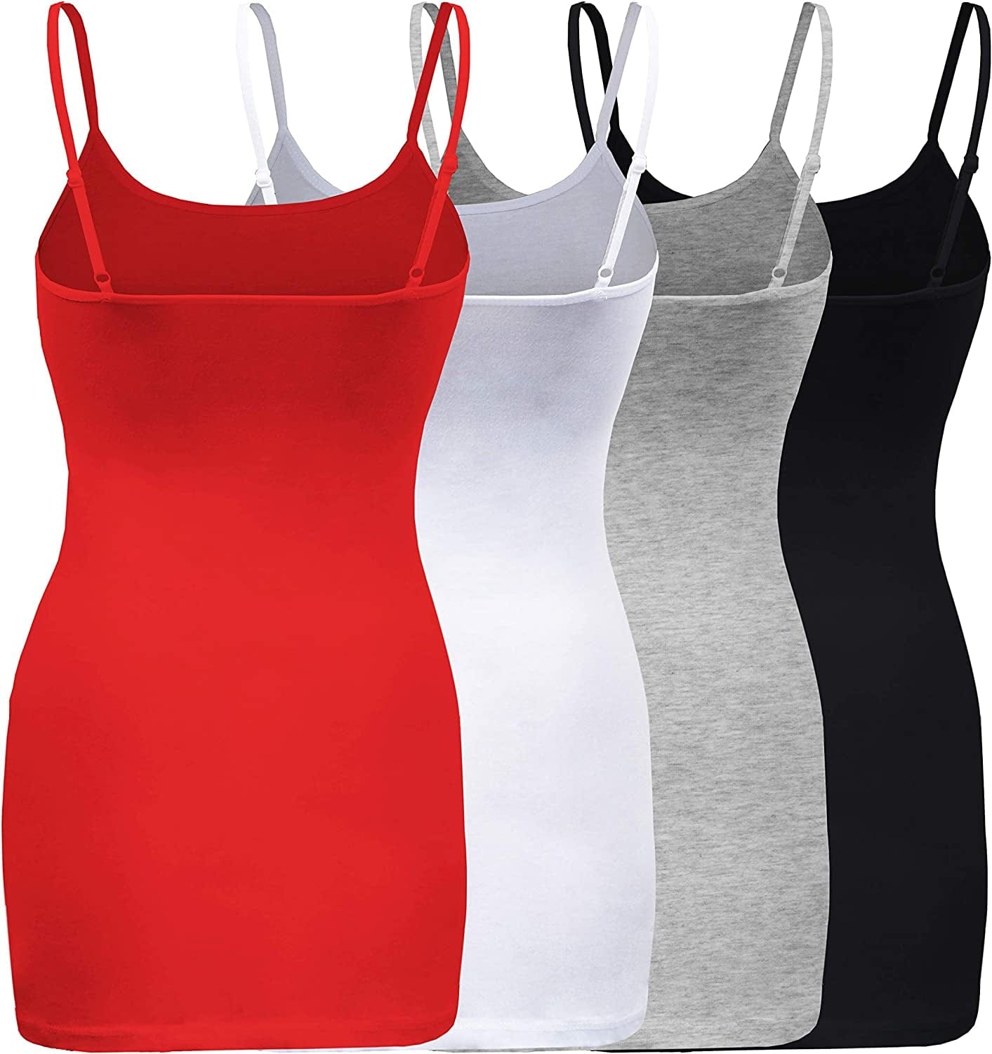 Shezpretty 4 Pack - Women'S Basic Cami with Adjustable Spaghetti Straps Tank Top