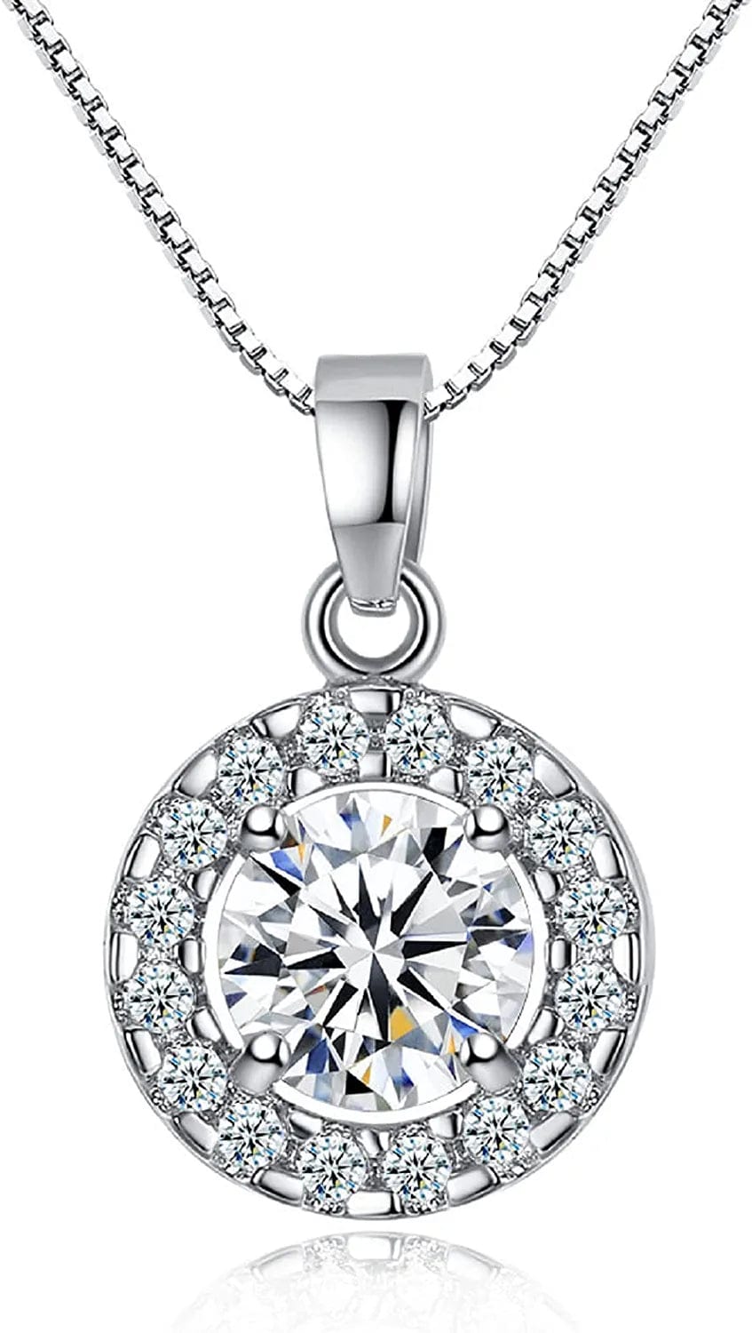 Shiny Cubic Zirconia Ring Zirconium Crystal Necklace for Women Cubic Zirconia Earrings Studs Adjustable Bracelets 18K White Gold-Plated Halo CZ Hypoallergenic Jewelry Set Pack of 4 for Wedding Mom Mother Anniversary