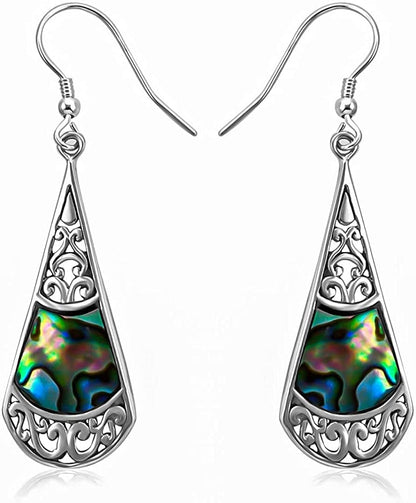 Shop LC Blue Abalone Shell Dangle Drop Earrings for Women 925 Sterling Silver Beach Multicolor