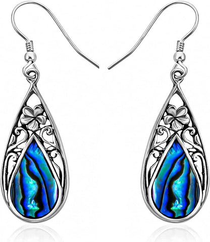 Shop LC Blue Abalone Shell Dangle Drop Earrings for Women 925 Sterling Silver Beach Flower