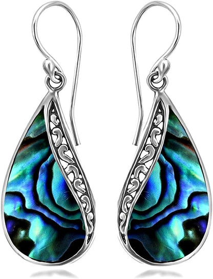 Shop LC Blue Abalone Shell Dangle Drop Earrings for Women 925 Sterling Silver Beach Vintage