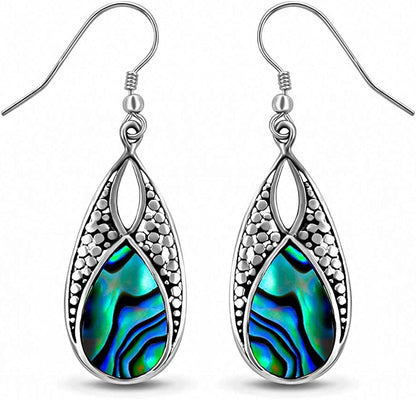 Shop LC Blue Abalone Shell Dangle Drop Earrings for Women 925 Sterling Silver Beach Vivid drop