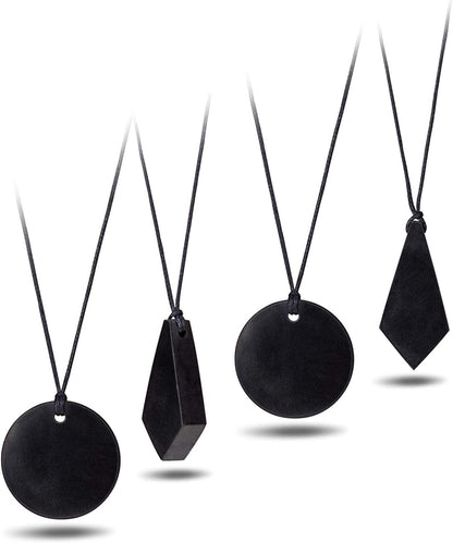 Shungite Crystal Necklace Pendant Set - Spiritual Jewelry Chakra Necklace - Trendy Jewelry Healing Crystals Black Necklace for Negative Energy Protection Set of 3