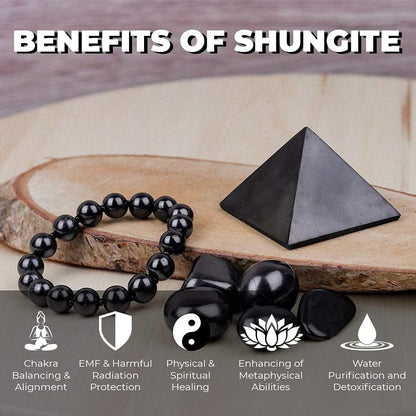 Shungite Crystal Necklace Pendant Set - Spiritual Jewelry Chakra Necklace - Trendy Jewelry Healing Crystals Black Necklace for Negative Energy Protection
