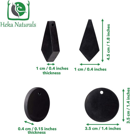 Shungite Crystal Necklace Pendant Set - Spiritual Jewelry Chakra Necklace - Trendy Jewelry Healing Crystals Black Necklace for Negative Energy Protection
