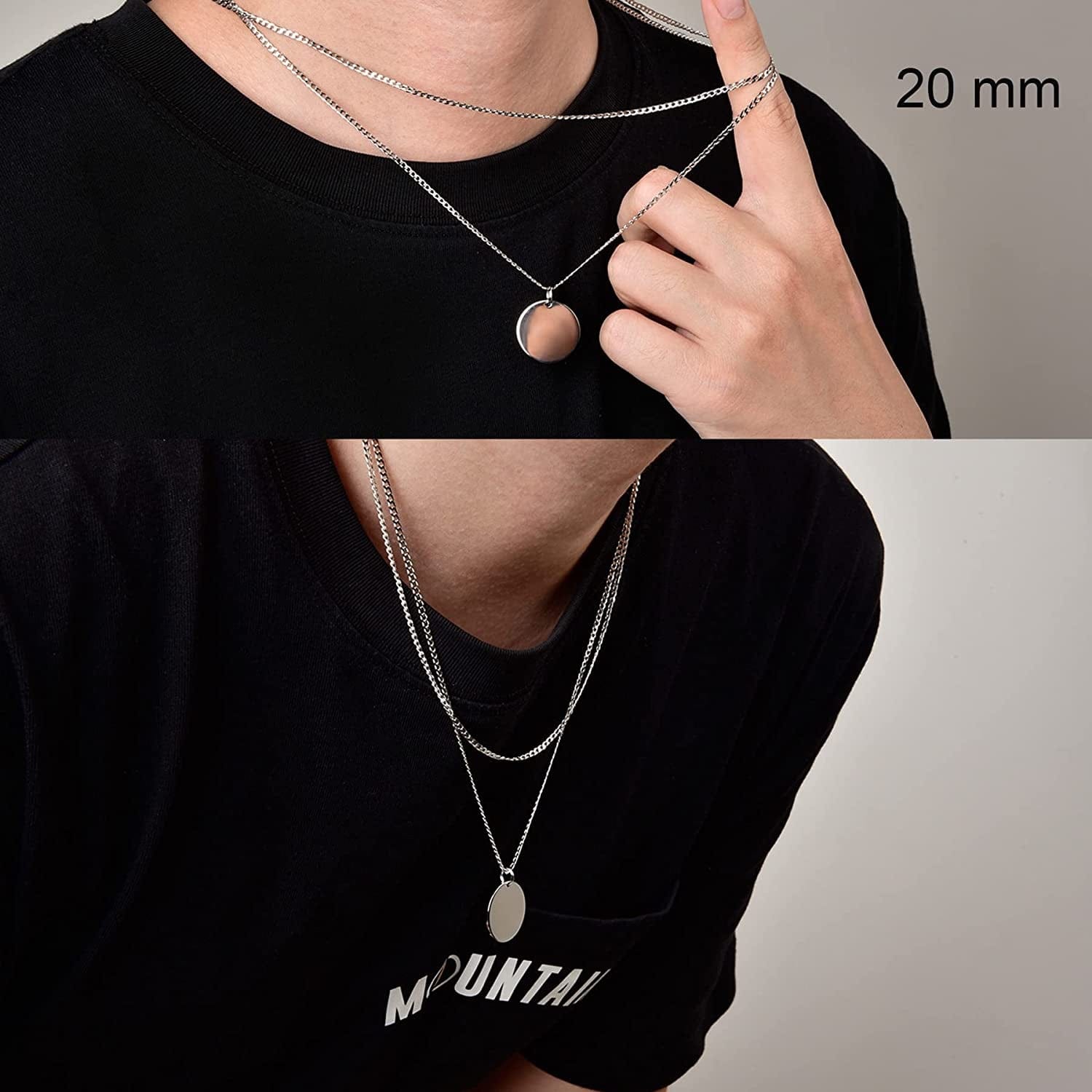 SILBERTALE 925 Sterling Silver round Engravable Pendant Coin Stamping Blanks Disc Tags Plate Pendant for Necklace