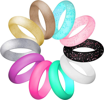 Silicone Wedding Ring for Women, Thin and Stackable Durable Rubber Safe Band for Love, Couple, Souvenir and Outdoor Active Exercise Style-10 Rings Pack 5.7mm-10packs-2 / SIZE 8 (18.1mm, 57.17mm)