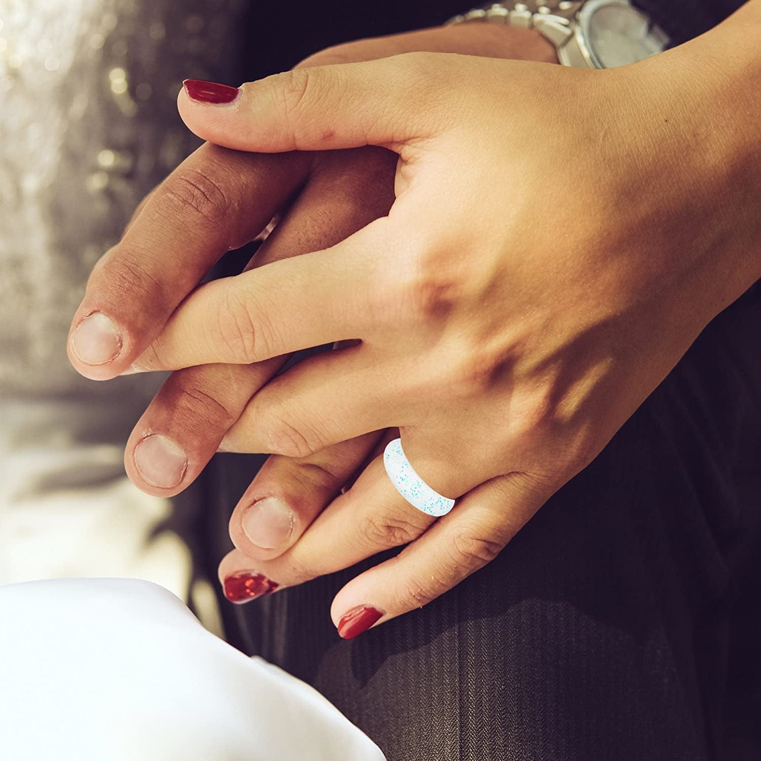 Silicone Wedding Ring for Women, Thin and Stackable Durable Rubber Safe Band for Love, Couple, Souvenir and Outdoor Active Exercise Style-10 Rings Pack