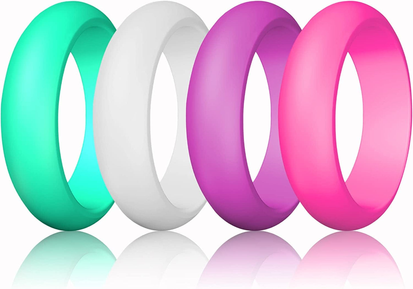 Silicone Wedding Ring for Women, Thin and Stackable Durable Rubber Safe Band for Love, Couple, Souvenir and Outdoor Active Exercise Style-10 Rings Pack
