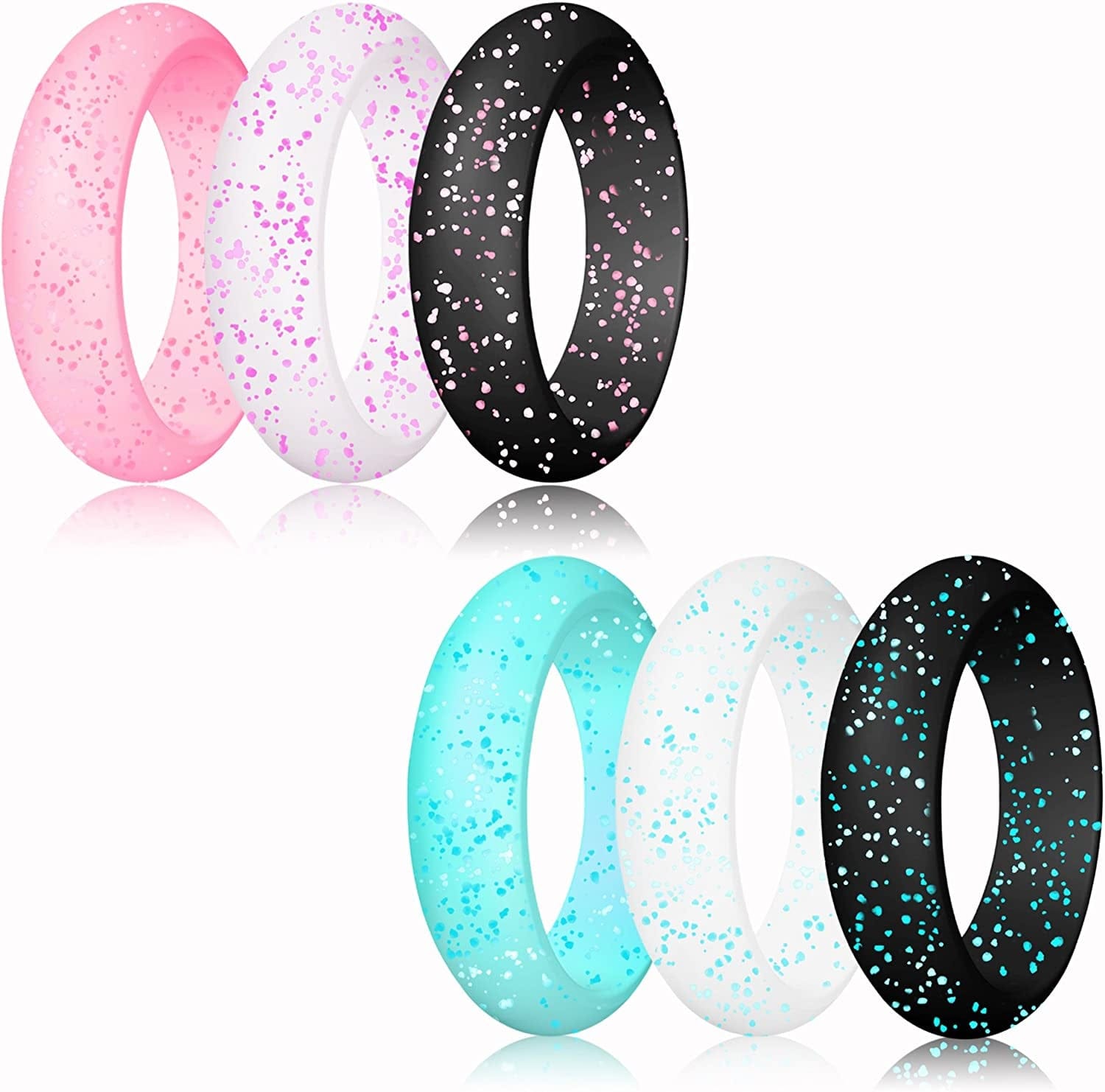 Silicone Wedding Ring for Women, Thin and Stackable Durable Rubber Safe Band for Love, Couple, Souvenir and Outdoor Active Exercise Style-10 Rings Pack