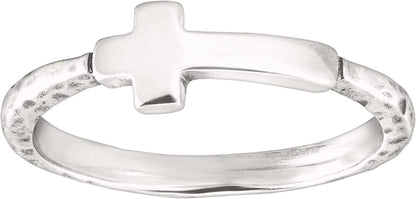 Silpada 'Simplex Cross' Horizontal Cross Textured Ring in Sterling Silver Sterling Silver / 8