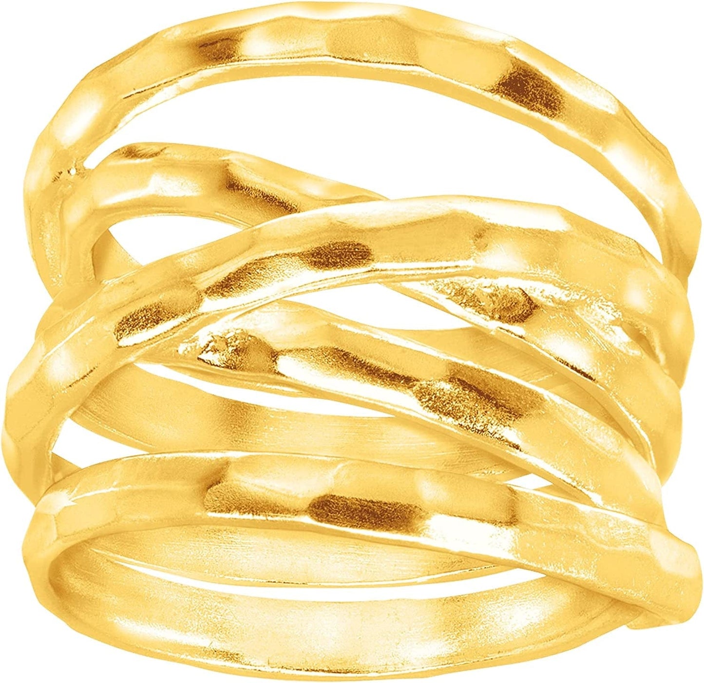 Silpada 'Wrapped Up' Overlapping Textured Band Ring in Sterling Silver yellow / 11