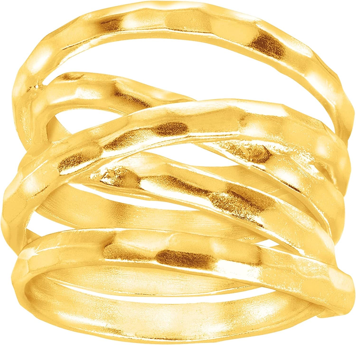Silpada 'Wrapped Up' Overlapping Textured Band Ring in Sterling Silver yellow / 11