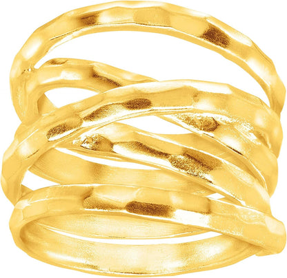 Silpada 'Wrapped Up' Overlapping Textured Band Ring in Sterling Silver yellow / 11