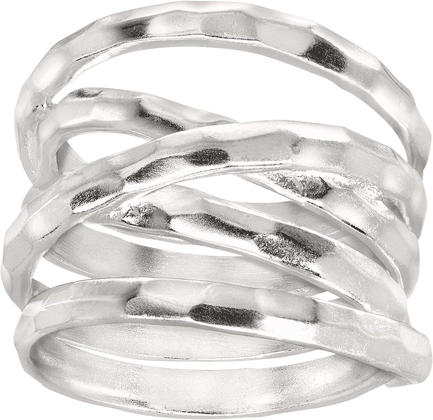 Silpada 'Wrapped Up' Overlapping Textured Band Ring in Sterling Silver Silver / 11