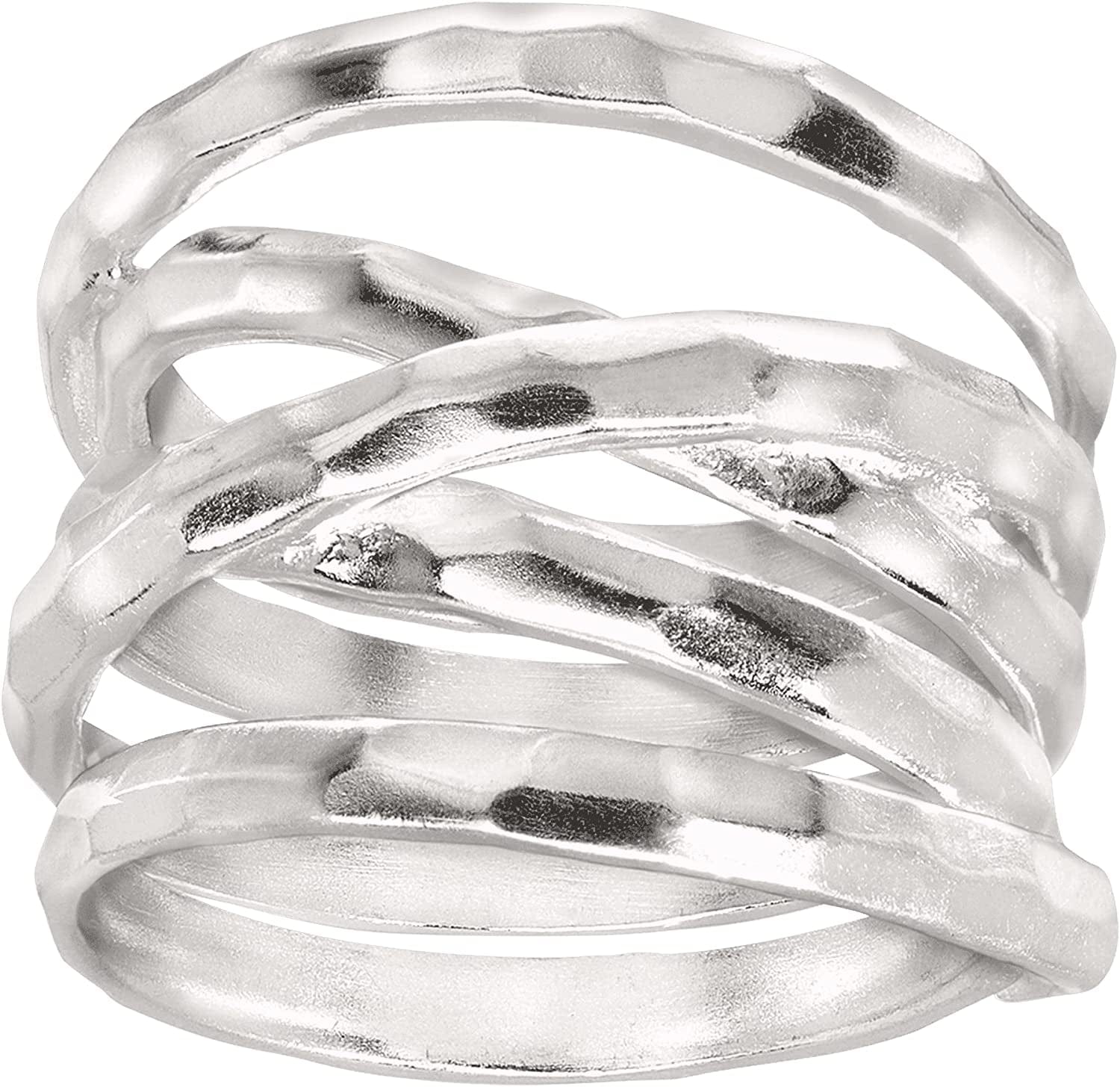 Silpada 'Wrapped Up' Overlapping Textured Band Ring in Sterling Silver Silver / 11