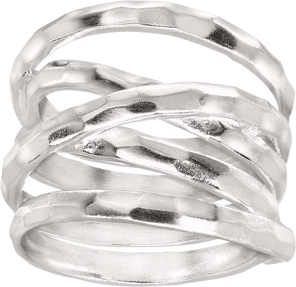 Silpada 'Wrapped Up' Overlapping Textured Band Ring in Sterling Silver Silver / 11
