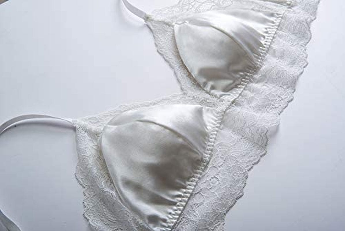Silriver Women'S Satin Bralette Tops Silk Wirefree Bra Lace Cami Bra with Removable Pads