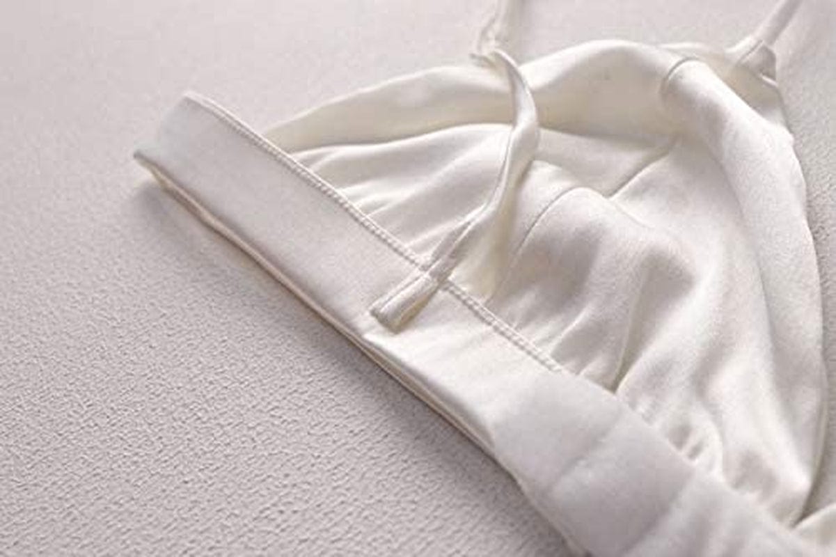 Silriver Women'S Silk Satin Triangle Bralette Soft Cup Wireless Bra Smooth and Comfortable Wire Free Bra Top