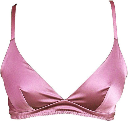 Silriver Women'S Silk Soft Cup Wireless Bra Bralette Top with Smooth Satin Light Purple / Large