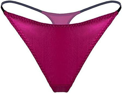 Silriver Womens Silk Satin Panties Thong Sexy G String Thongs T Back Satin Bikini Underwear S-XL