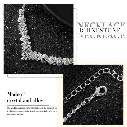 Silver Bride Necklace Earrings Set Bridal Wedding Jewelry Sets Party Rhinestone Costume Jewelry Set Crystal Choker Necklace for Women and Girls