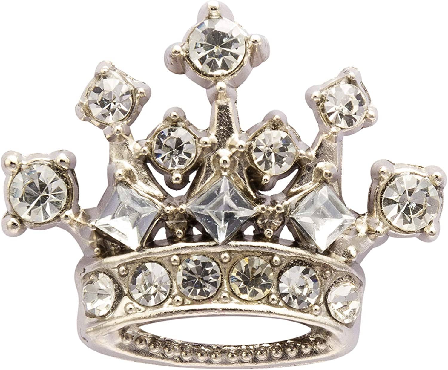 Silver Crown with Stone Detailing Lapel Pin Brooch for Men