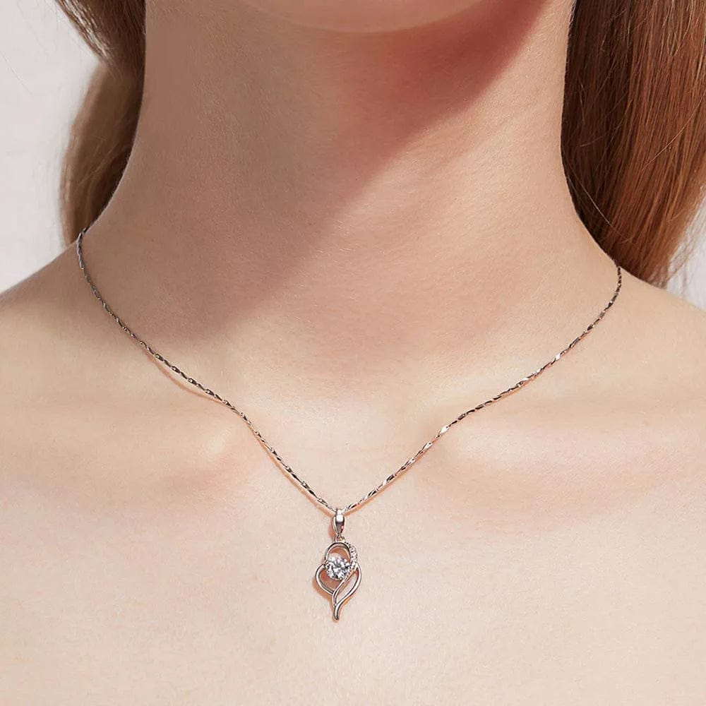 Silver Jewellery Set for Women, 925 Sterling Silver Heart Dangle Drop Earrings & 45Cm Necklace Pendant Set, with White AAA Cubic Zirconia, Allergy Free Jewellery for Mother Wife Girlfriend jewelry ser