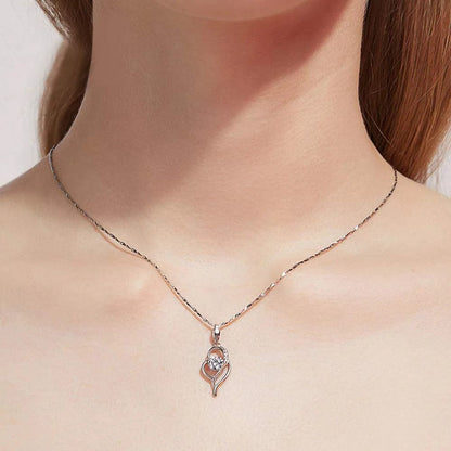 Silver Jewellery Set for Women, 925 Sterling Silver Heart Dangle Drop Earrings & 45Cm Necklace Pendant Set, with White AAA Cubic Zirconia, Allergy Free Jewellery for Mother Wife Girlfriend jewelry ser
