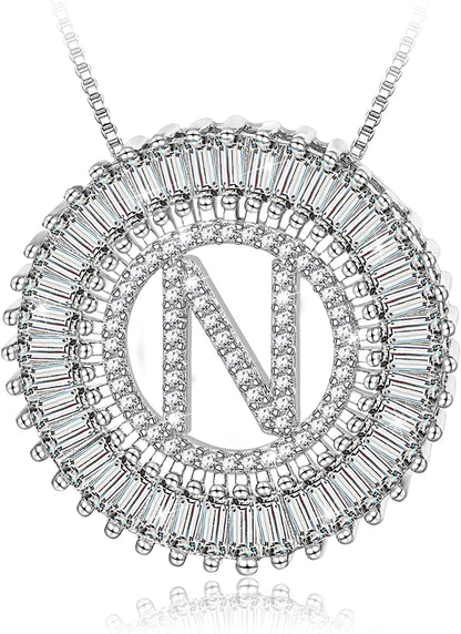 Silver Plated A-Z Alphabet Pendant Letter Initial Necklace for Women silver-N