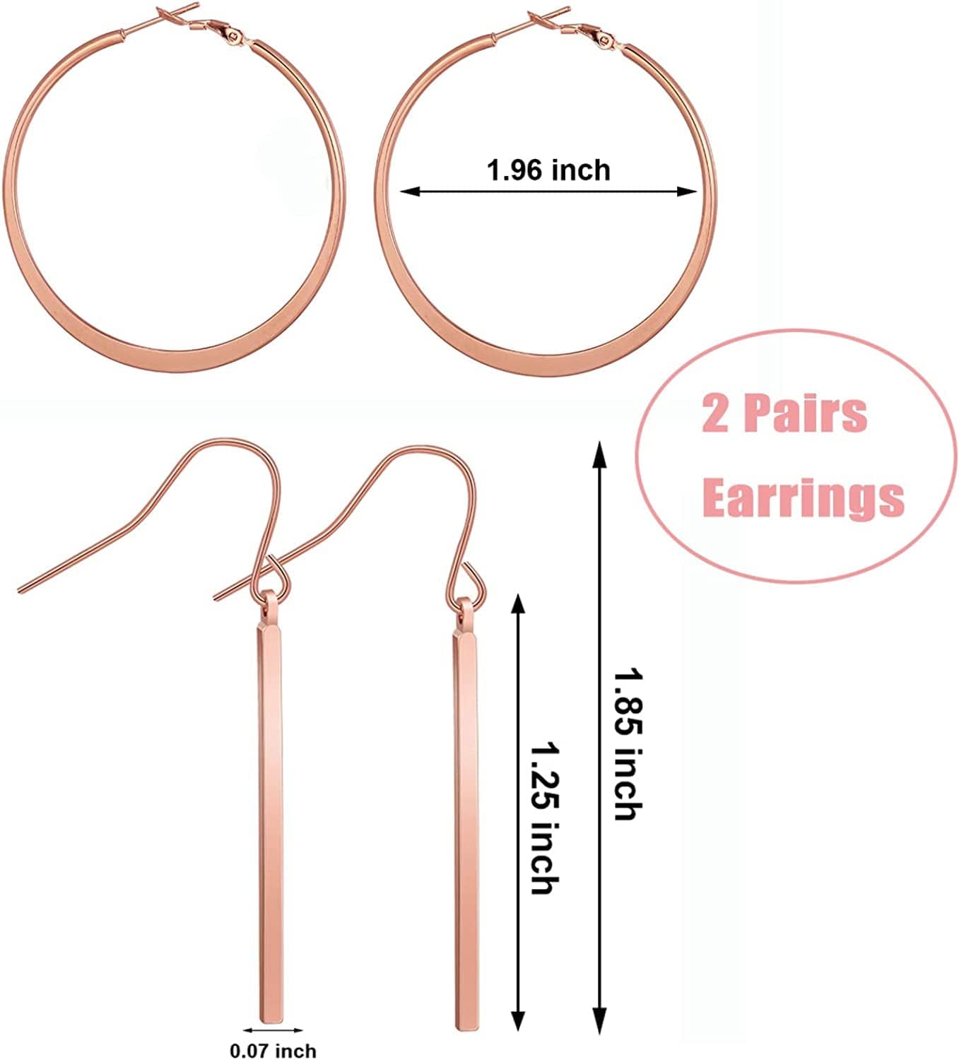 Simple Bar Jewelry Set Vertical Bar Necklace Earrings Adjustable Cuff Bracelet for Women