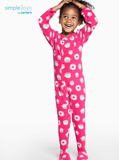Simple Joys by Carter'S Toddler and Baby Girls' Loose Fit Fleece Footed Pajamas, Pack of 3 Apparel & Accessories > Clothing > Underwear & Socks > Lingerie Simple Joys by Carter's   