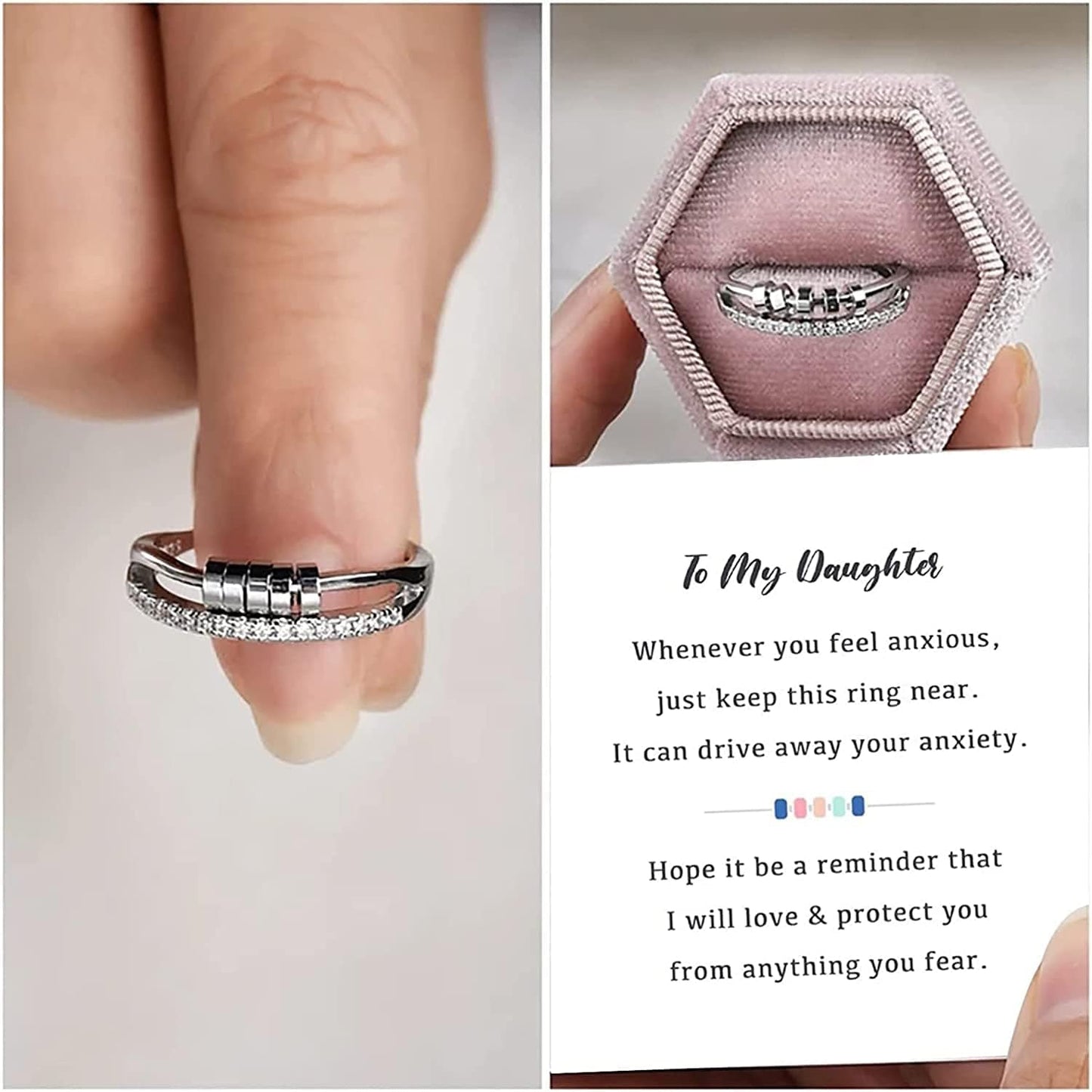 Simple Opening Fashion Personality Four-Leaf Clover Ring Eternal Heart Love Crystal Ring