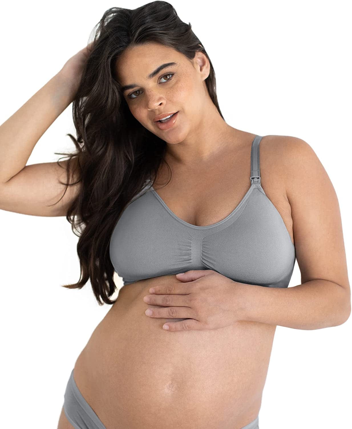 Simply Sublime Seamless Nursing Bra for Breastfeeding | Wireless Maternity Bra Grey / Regular / 3X-Large