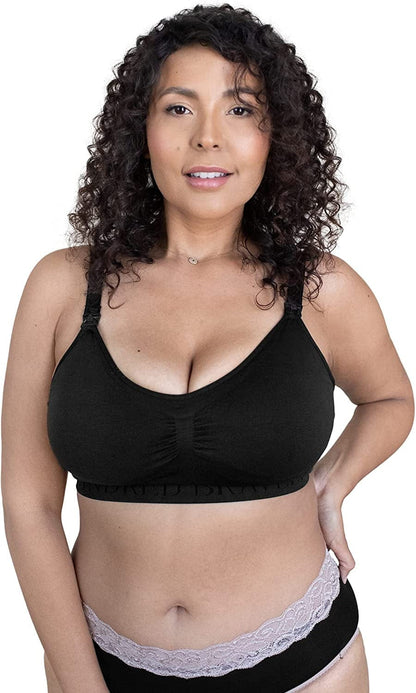 Simply Sublime Seamless Nursing Bra for Breastfeeding | Wireless Maternity Bra Black / Busty / Large
