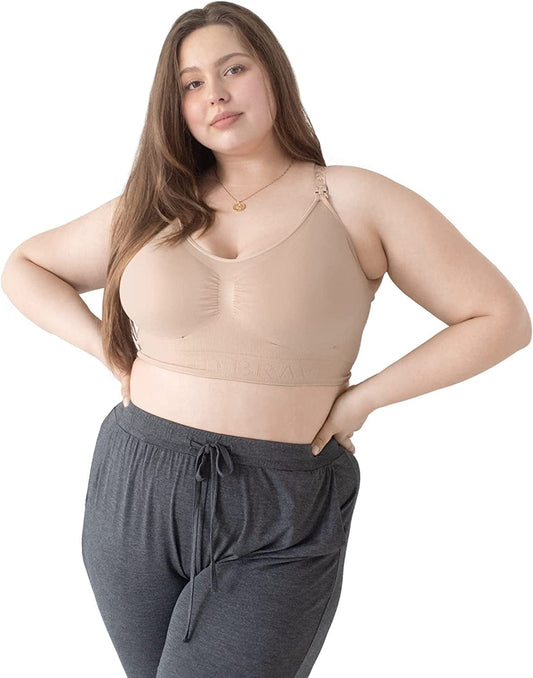 Simply Sublime Seamless Nursing Bra for Breastfeeding | Wireless Maternity Bra Beige / Busty / Large