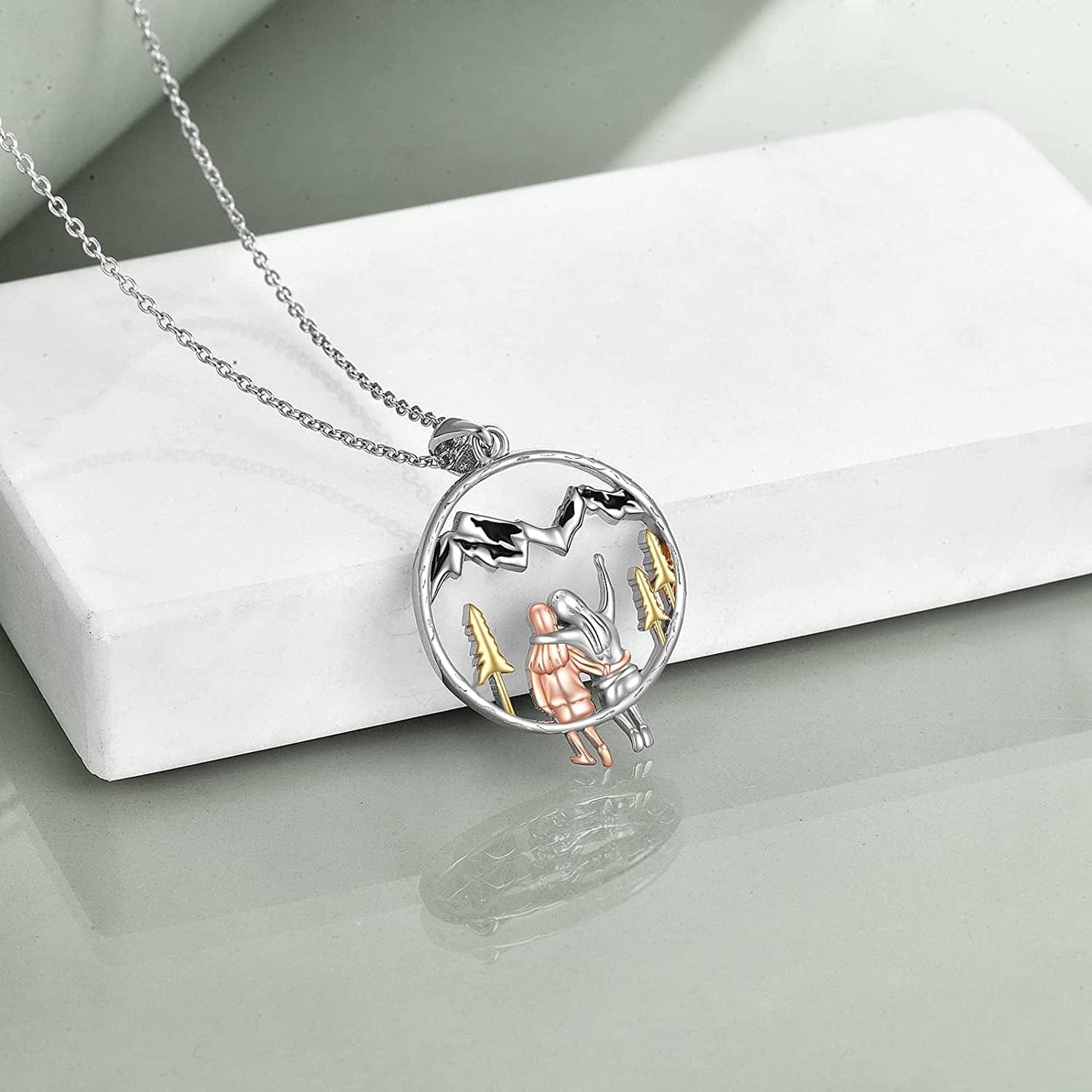 Sister Gifts from Sister Sterling Silver Always My Sister Forever My Friend Heart Pendant Necklace Birtthday Christmas Jewelry Gifts for Best Friend Sister Female Classmates Women (Silver Sister Mountain Necklace)