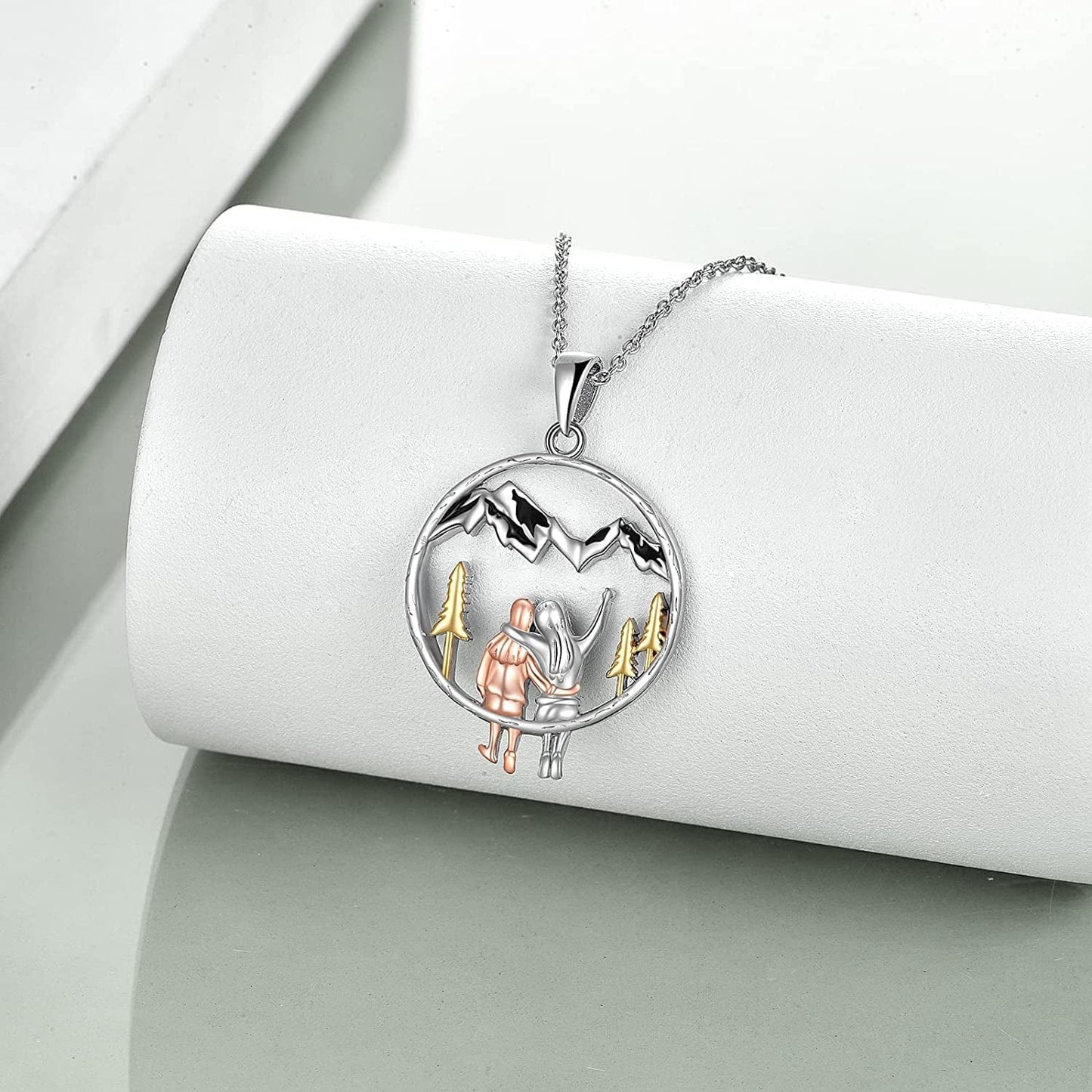 Sister Gifts from Sister Sterling Silver Always My Sister Forever My Friend Heart Pendant Necklace Birtthday Christmas Jewelry Gifts for Best Friend Sister Female Classmates Women (Silver Sister Mountain Necklace)