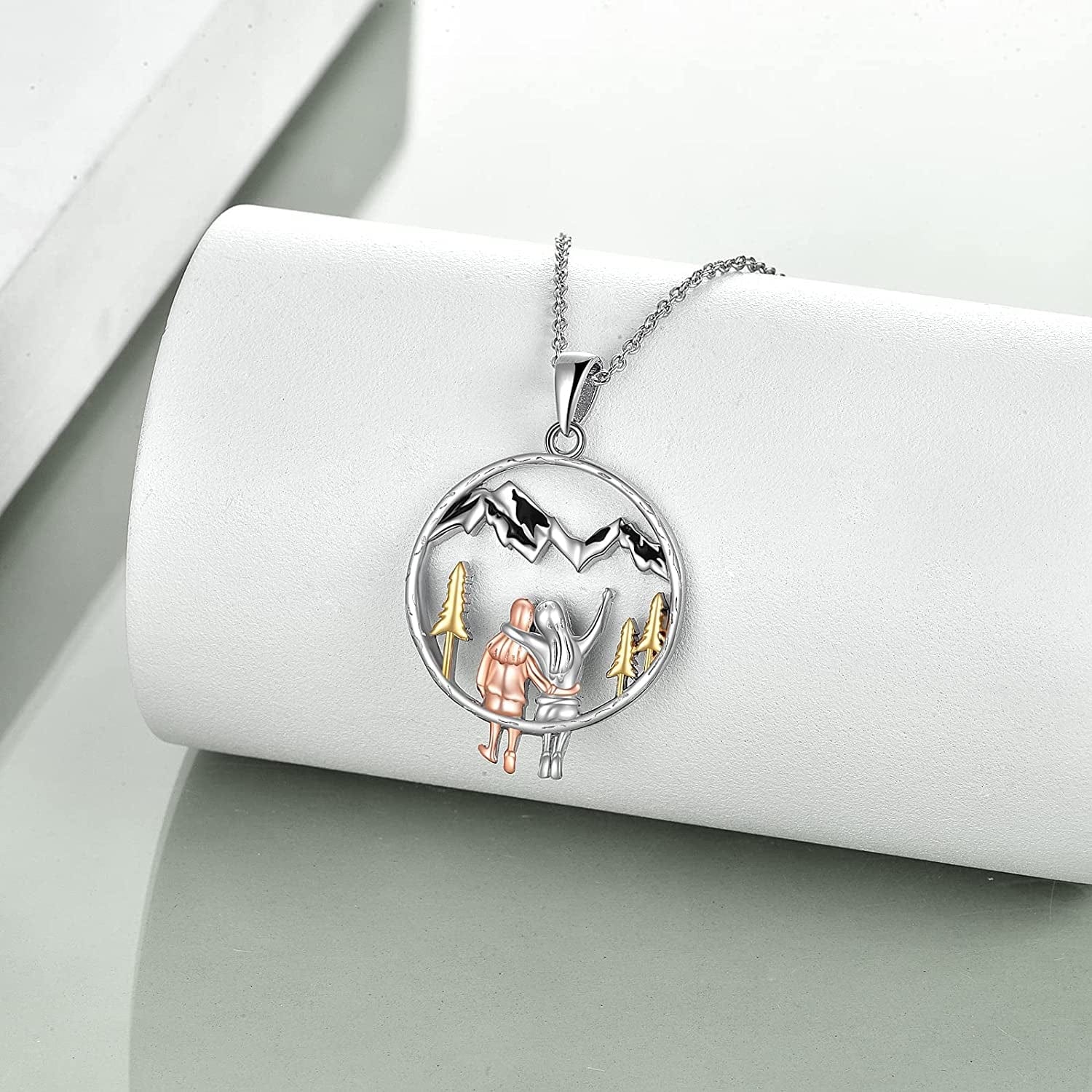 Sister Gifts from Sister Sterling Silver Always My Sister Forever My Friend Heart Pendant Necklace Birtthday Christmas Jewelry Gifts for Best Friend Sister Female Classmates Women (Silver Sister Mountain Necklace)