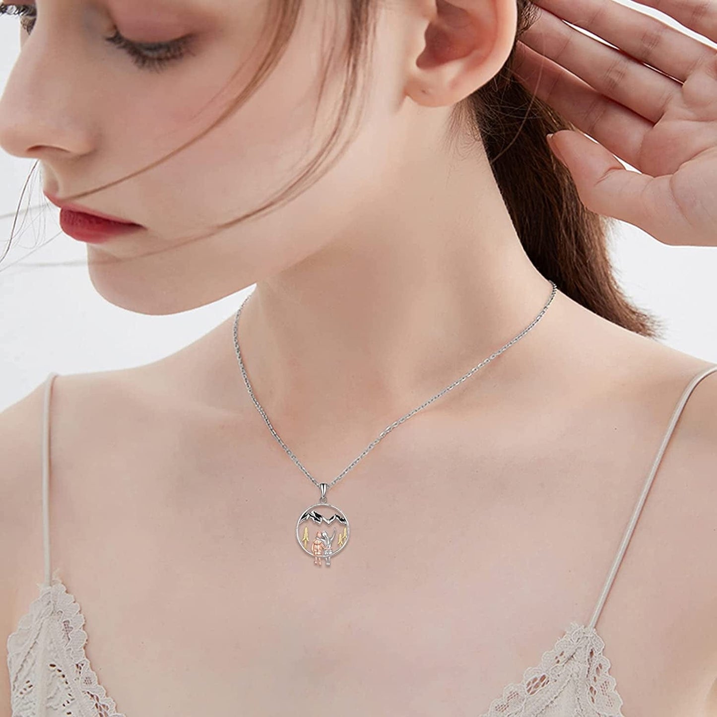 Sister Gifts from Sister Sterling Silver Always My Sister Forever My Friend Heart Pendant Necklace Birtthday Christmas Jewelry Gifts for Best Friend Sister Female Classmates Women (Silver Sister Mountain Necklace)