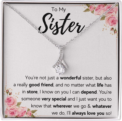 Sisters Gifts from Sister Necklaces for 2 Big Sister and Little Sister Happy Birthday Present for Women Jewelry Best Sister with Message Card and Gift Box Sister Love You So / Standard Box