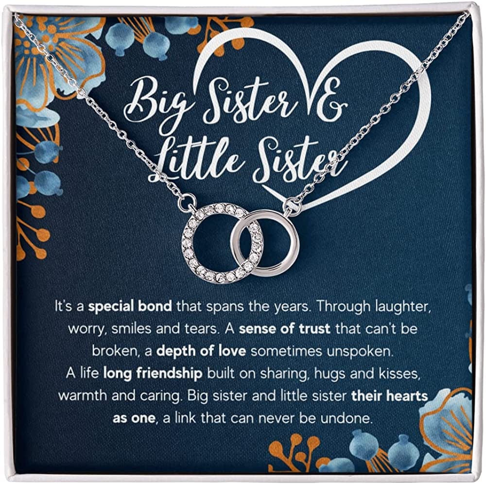 Sisters Gifts from Sister Necklaces for 2 Big Sister and Little Sister Happy Birthday Present for Women Jewelry Best Sister with Message Card and Gift Box Big Sister and Little Sister / Standard Box