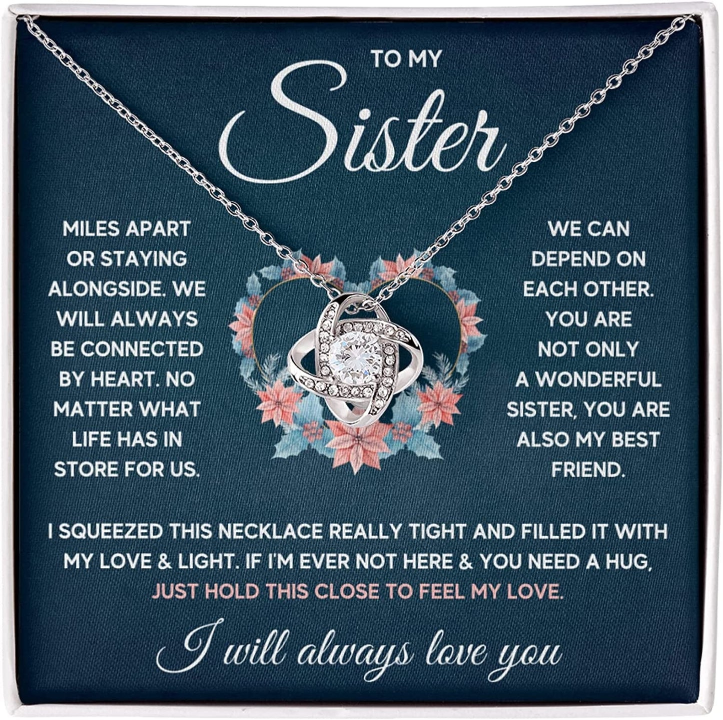 Sisters Gifts from Sister Necklaces for 2 Big Sister and Little Sister Happy Birthday Present for Women Jewelry Best Sister with Message Card and Gift Box Sister Squeezed / Standard Box