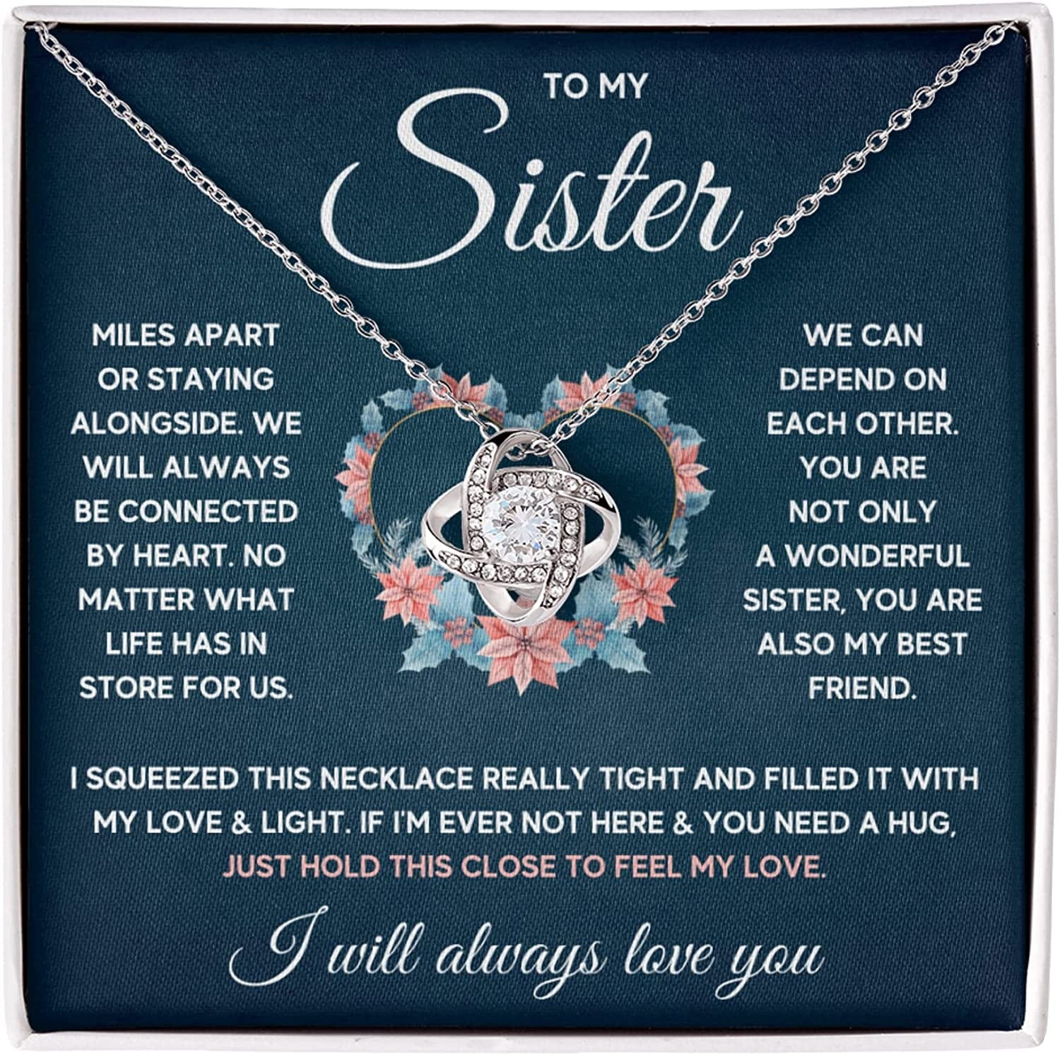 Sisters Gifts from Sister Necklaces for 2 Big Sister and Little Sister Happy Birthday Present for Women Jewelry Best Sister with Message Card and Gift Box Sister Squeezed / Standard Box