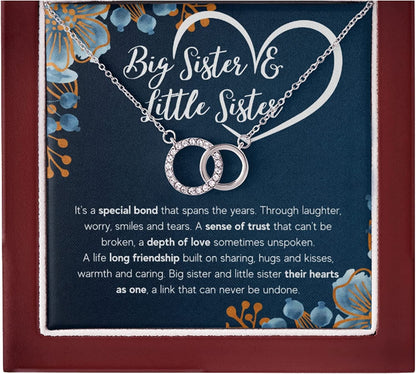 Sisters Gifts from Sister Necklaces for 2 Big Sister and Little Sister Happy Birthday Present for Women Jewelry Best Sister with Message Card and Gift Box Big Sister and Little Sister / LED Box