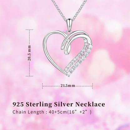 Sisters Gifts from Sister Necklaces Sister in Law/Bonus Sister/Maid of Honor/Niece/Auntie/Friends Gifts for Women Sterling Silver Heart Necklace with Cubic Zirconia Birthday Gifts for Sister Big Sister Rakhi Gift for Sister